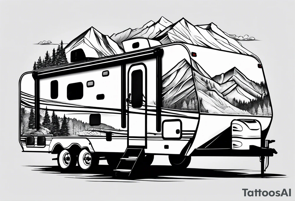 Mountains travel trailer family tattoo idea