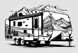 Mountains travel trailer family tattoo idea