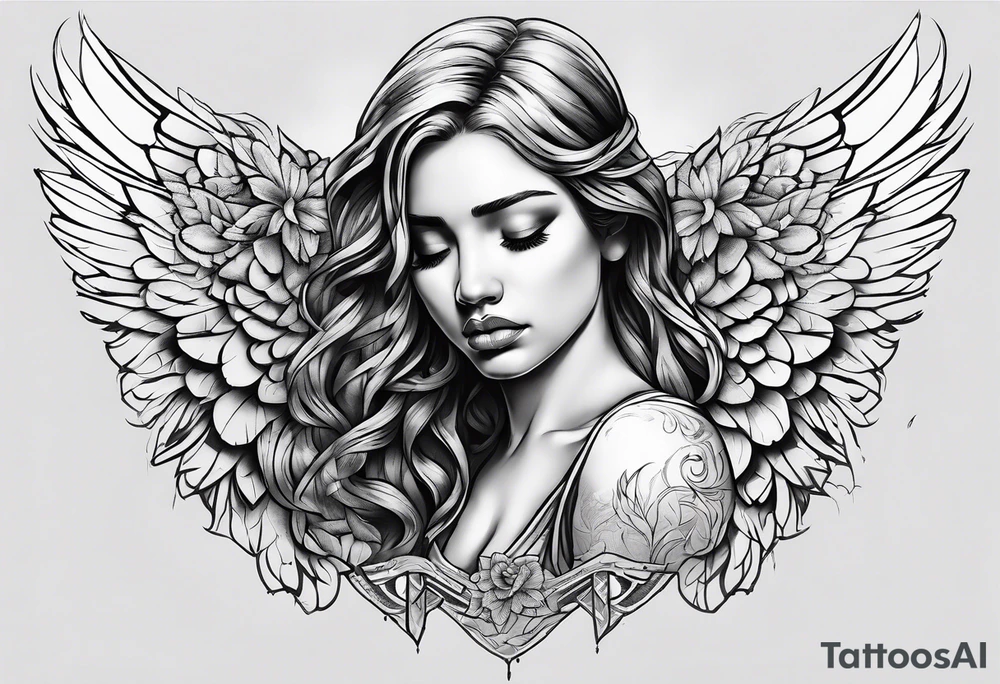 crying broken angel tattoo idea