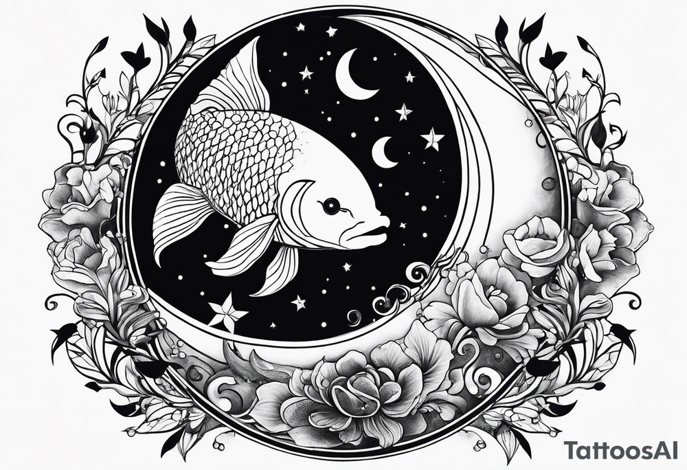 Pisces in a full moon tattoo idea