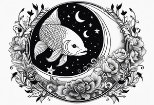 Pisces in a full moon tattoo idea