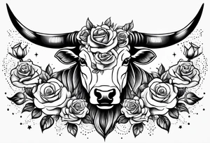 Taurus constellation with stars and roses fine lines tattoo idea