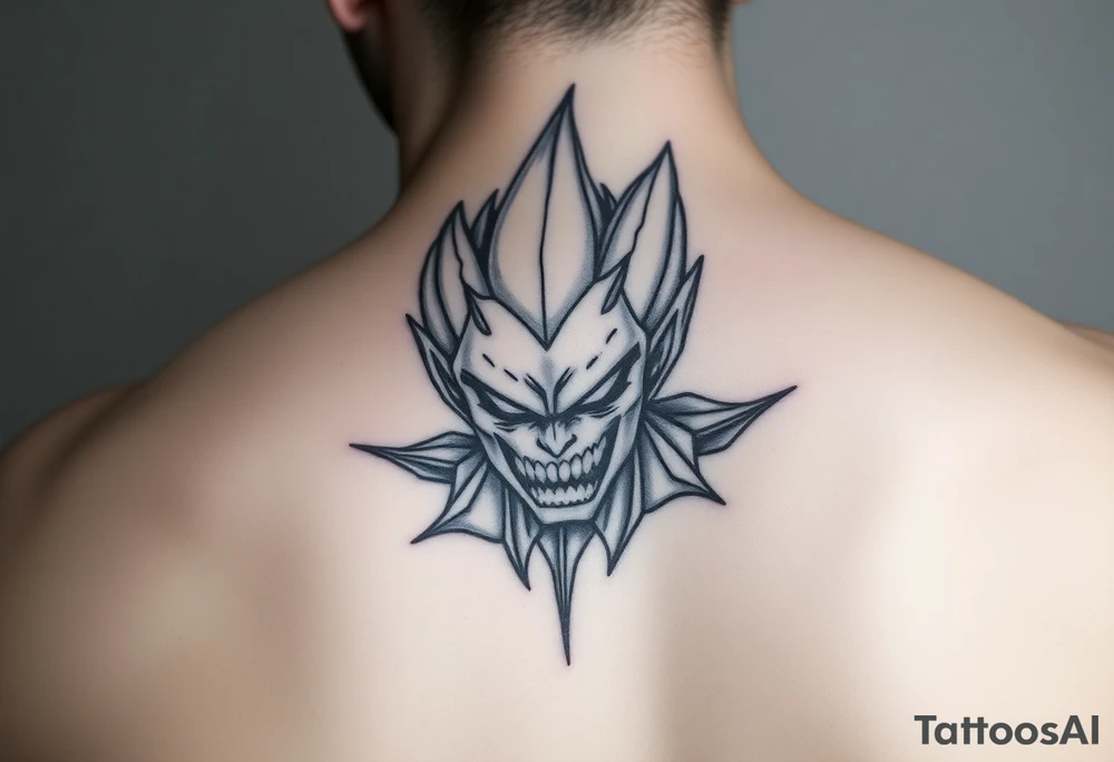 Rea un tatuaje de vegeta fusionado com gengar para una pierna tattoo idea