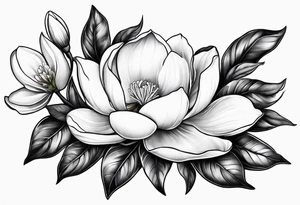 Full sleeve design with magnolia flowers tattoo idea