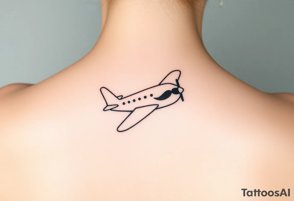 Little plane who has moustache tattoo idea