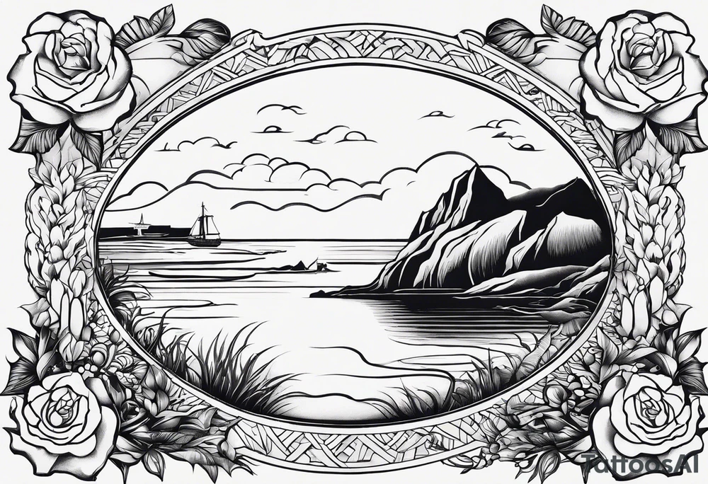 erstelle in tattoo mit den koordination der Insel sylt und den Initialen L und C sowie einer Hundepfote tattoo idea