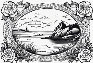 erstelle in tattoo mit den koordination der Insel sylt und den Initialen L und C sowie einer Hundepfote tattoo idea