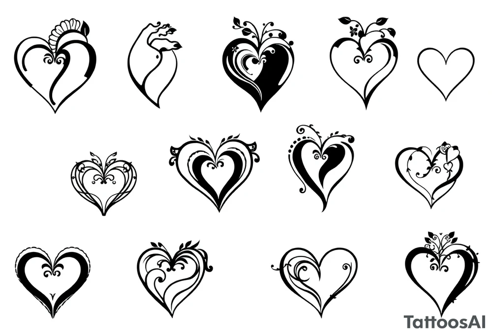 12 unique hearts tattoo idea