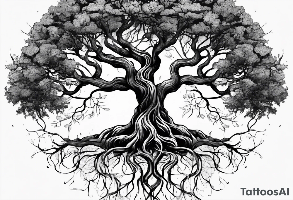 a tree with roots tattoo idea