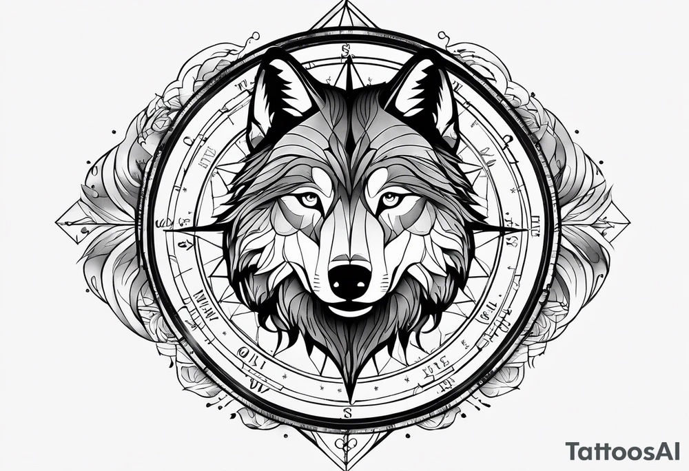 Compass for direction and guidance and a wolf tattoo idea