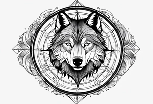 Compass for direction and guidance and a wolf tattoo idea