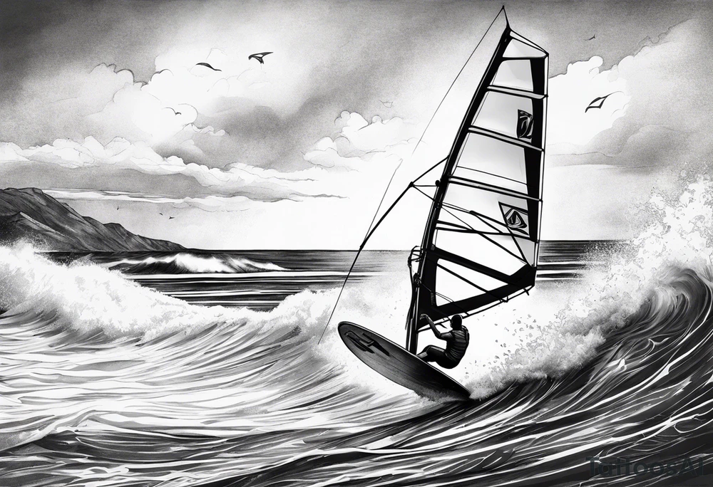 Windsurfer im Meer tattoo idea