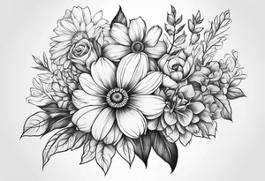 flower bouquet tattoo idea