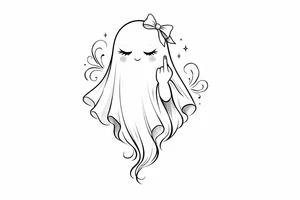 Girly ghost with middle finger sticking up tattoo idea