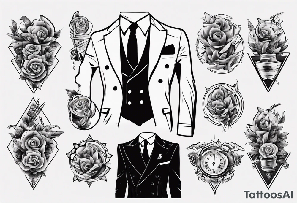 A double breasted suit tattoo idea