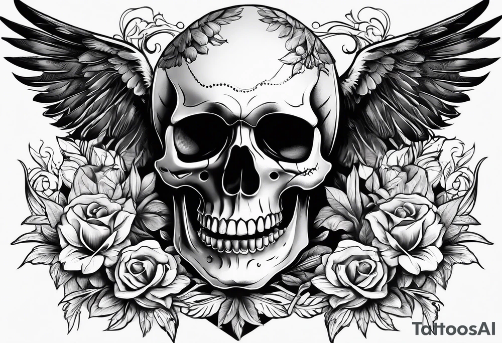 Skull and swallow tattoo idea