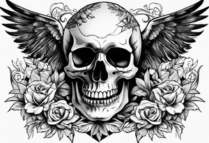 Skull and swallow tattoo idea