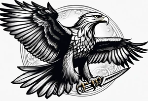 Eagle swooping with sword tattoo idea