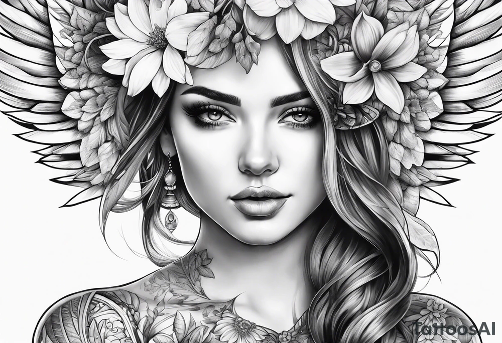 wing, flower, tattoo idea