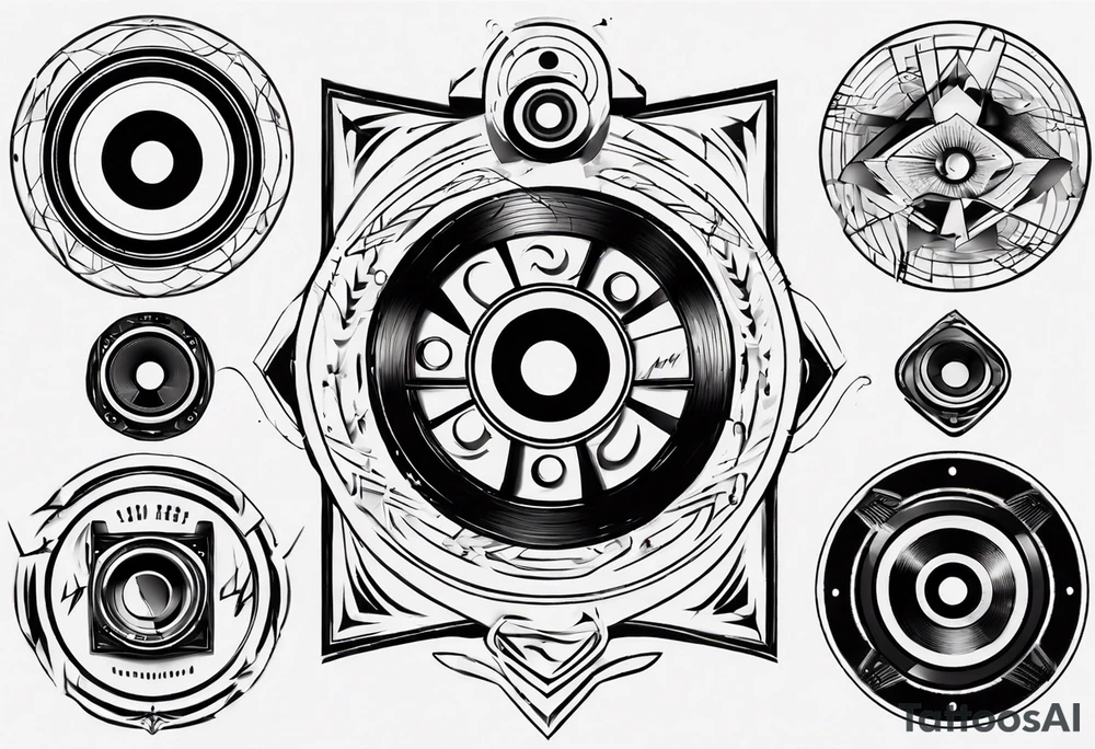 speaker music disc jokey tattoo idea