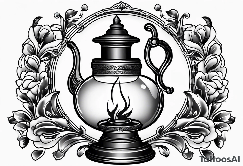 Empty Oil lamp with smoke tattoo idea