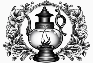 Empty Oil lamp with smoke tattoo idea