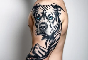 pitbull blue eyes gambling woman tattoo idea