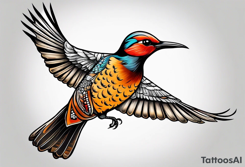 Female flicker bird tattoo idea