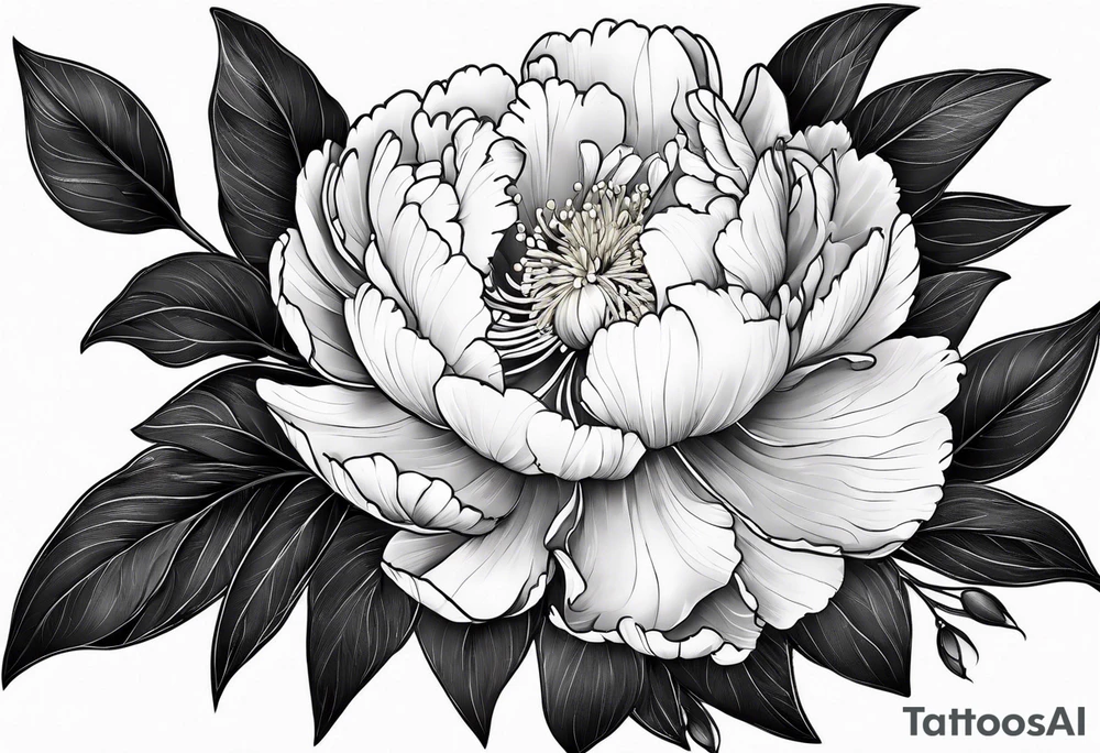 single peony flower tattoo idea