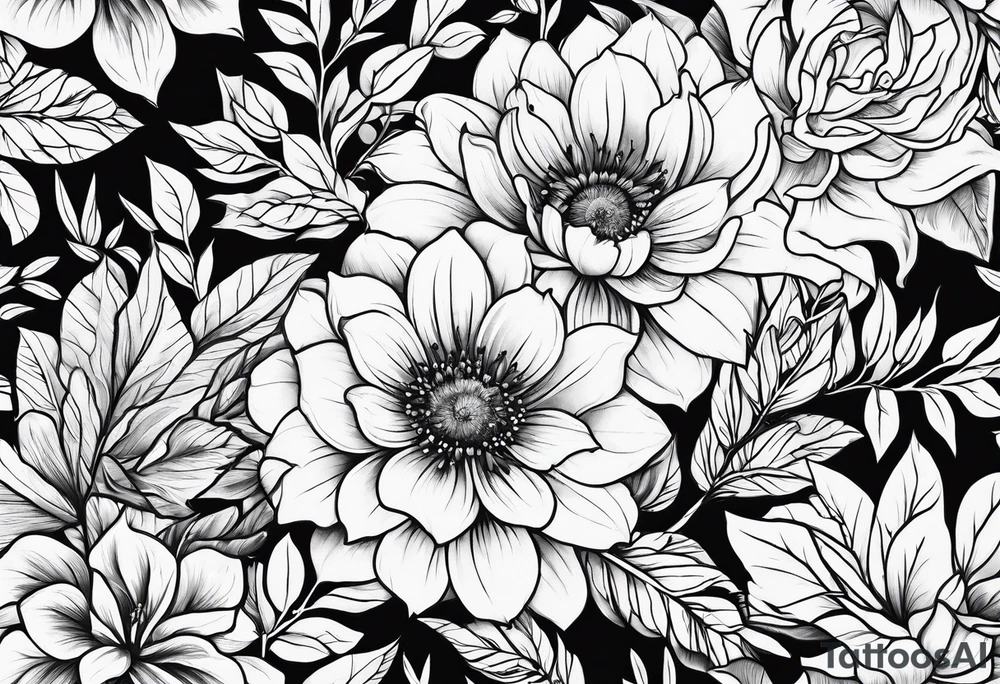 Plants outlines tattoo idea