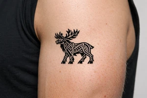 Caribou in Norse knot work open line concept mammen style tattoo idea