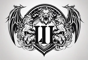 Valhalla sword shield dragon axe lion tattoo idea