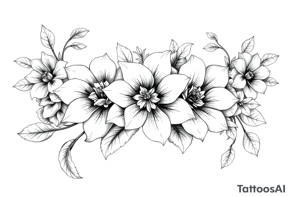 ornaments of flowers, very intricate and detailed, extremely detailed tattoo idea