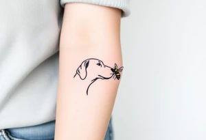 brown lab sniffing or chasing a bumble bee tattoo idea