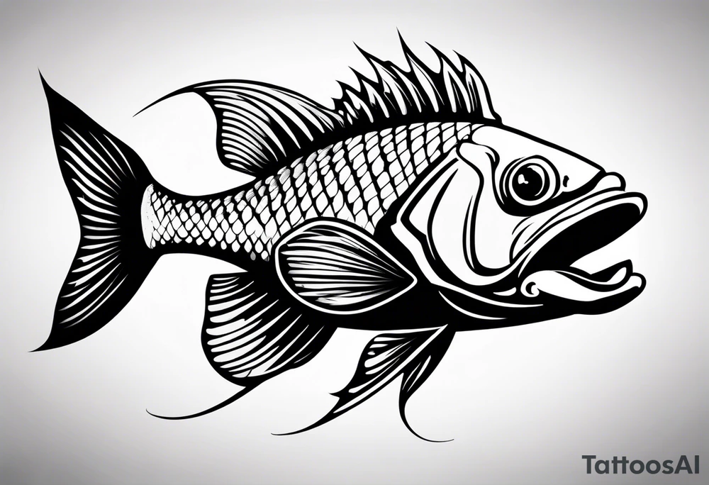 bass fish tribal tattoo idea