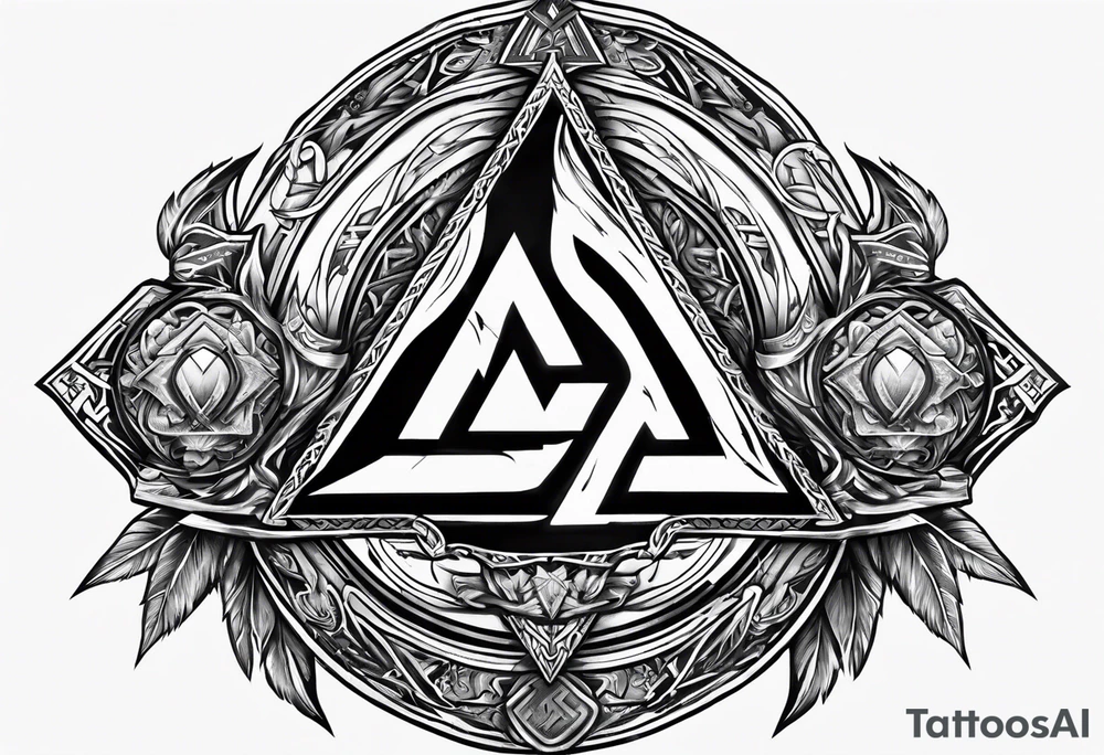 Valhalla shield valknut sword axe flame tattoo idea Valhalla shield valknut sword axe flame tattoo idea