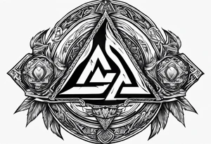 Valhalla shield valknut sword axe flame tattoo idea