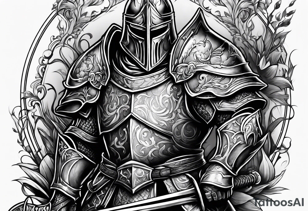 muscular knight tattoo idea