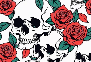 skull and roses tattoo idea