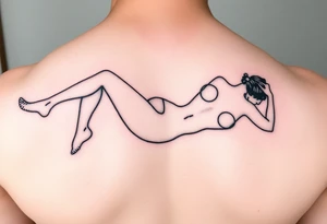 silhouette of woman lying on her side partially unclothed thin lines tattoo idea