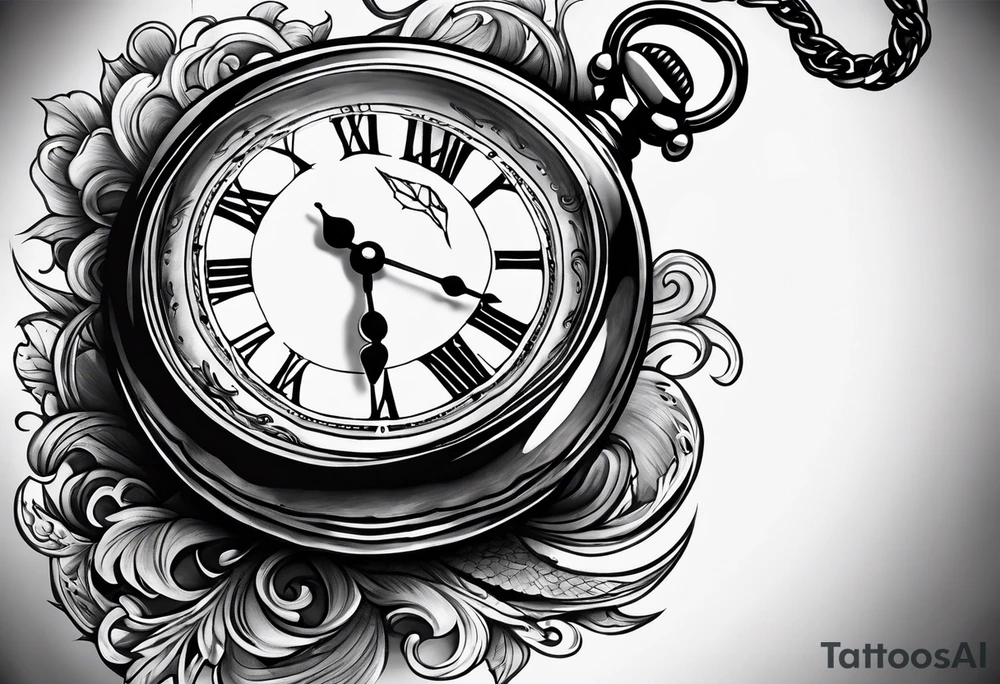 a moon as a pocket watch tattoo idea