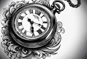 a moon as a pocket watch tattoo idea