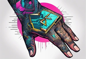 cyberpunk 2077, hand tattoo, geometric, subtle, men tattoo idea