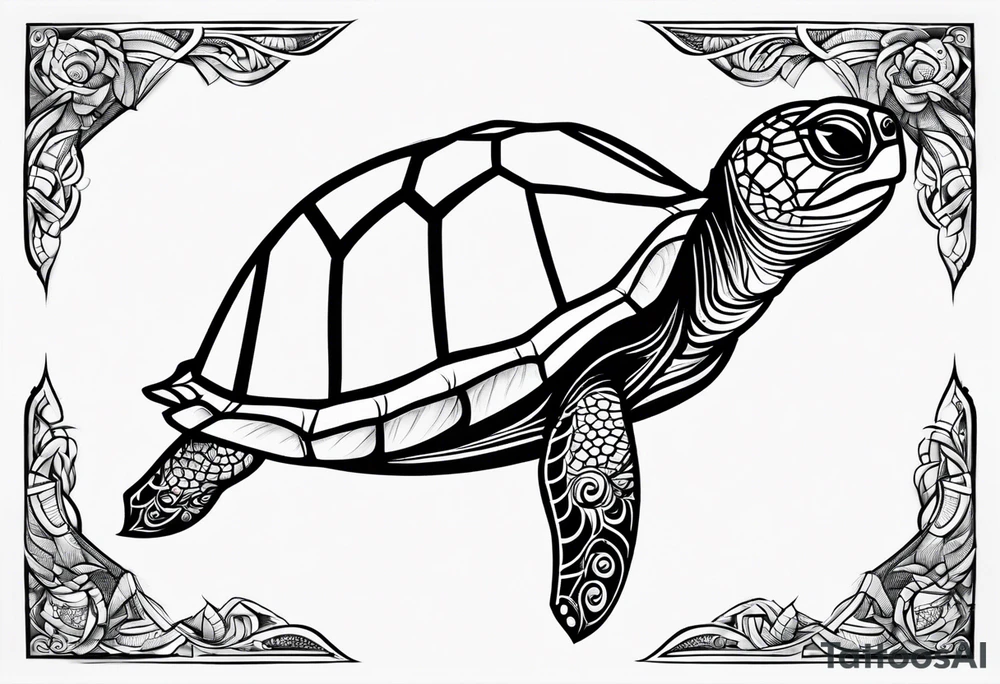 simple line turtle tattoo idea