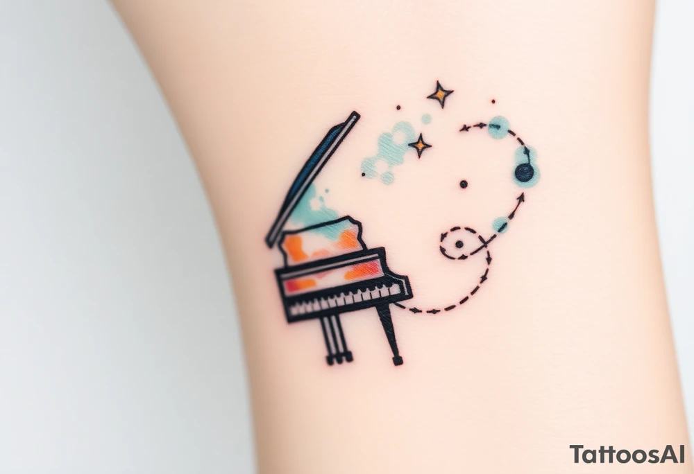 piano under the stars tattoo idea
