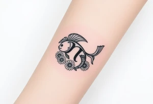zodiac sign Pisces, surrounded by daisy's tattoo idea
