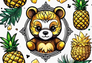 Cute Pineapple bear tattoo idea