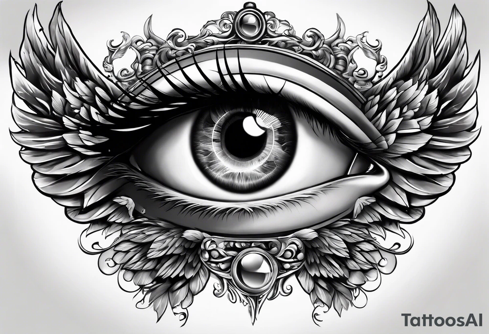 big eye with wings tattoo idea