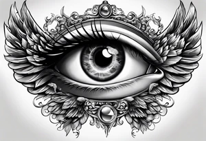 big eye with wings tattoo idea