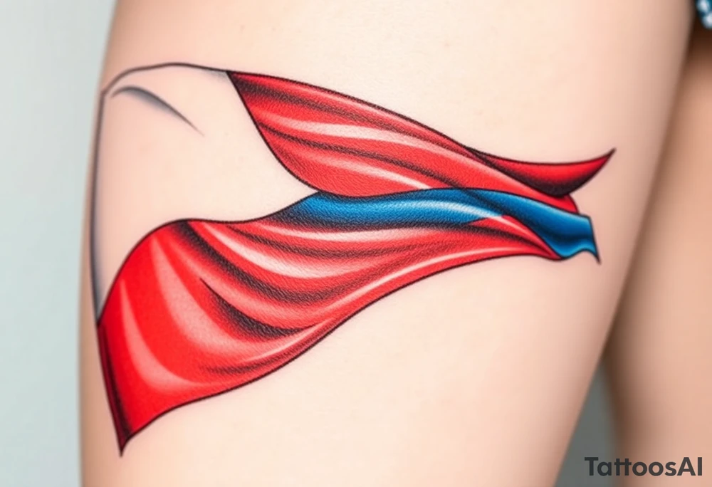 A waving Czech flag with realistic fabric texture, its red, white, and blue colors tattoo idea
